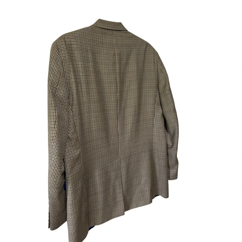 Tommy Hilfiger Vintage 100% Wool‎ Houndstooth Sport Coat Blazer 44L Brown Blue
